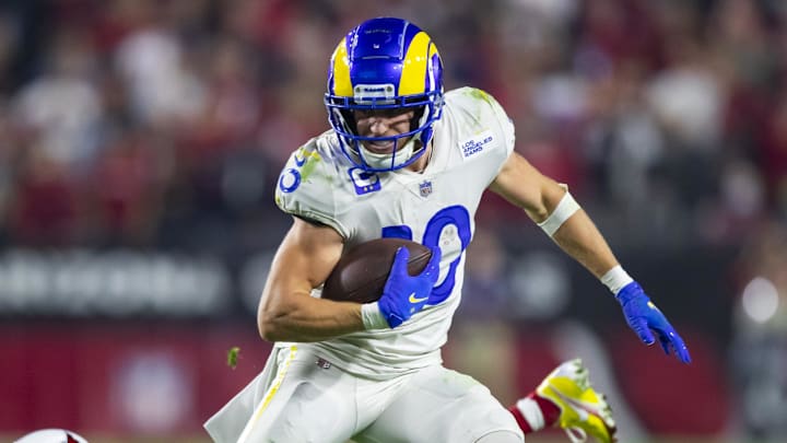 Dec 13, 2021; Glendale, Arizona, USA; Los Angeles Rams wide receiver Cooper Kupp (10) against the Arizona Cardinals at State Farm Stadium. Mandatory Credit: Mark J. Rebilas-Imagn Images Dec 13, 2021; Glendale, Arizona, USA; Los Angeles Rams wide receiver Cooper Kupp (10) against the Arizona Cardinals at State Farm Stadium. Mandatory Credit: Mark J. Rebilas-Imagn Images