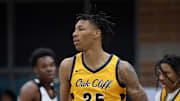 Jan 4, 2025; Gilbert, AZ, USA; Oak Cliff Faith Family Academy (TX) forward Davion Adkins (25) against Utah Prep Academy during the Hoophall West High School Invitational at Highland High School. Mandatory Credit: Mark J. Rebilas-Imagn Images