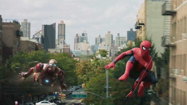 Spider-Man and Iron Man in Columbia Pictures' SPIDER-MAN™: HOMECOMING.