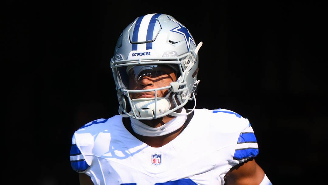Dallas Cowboys safety Caleb Downs (13) enters the field before the game against the Seattle Seahawks at Lumen Field. 