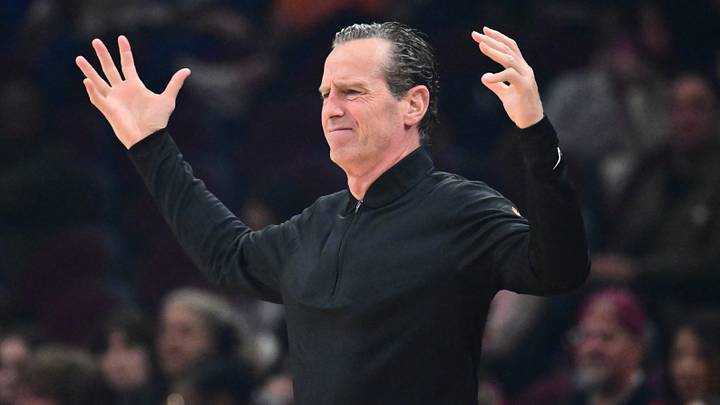Oct 11, 2026; Cleveland, Ohio, USA; Cleveland Cavaliers head coach Kenny Atkinson reacts during the first half against the Orlando Magic at Rocket Arena. Mandatory Credit: Ken Blaze-Imagn Images