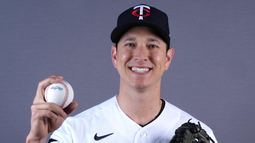 Feb 19, 2026; Lee County, FL, USA;  Minnesota Twins right-handed pitcher Matt Bowman (51) poses for a portrait during photo day at Hammond Stadium. Mandatory Credit: Jim Rassol-Imagn Images