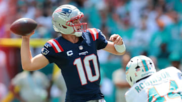 New England Patriots quarterback Drake Maye