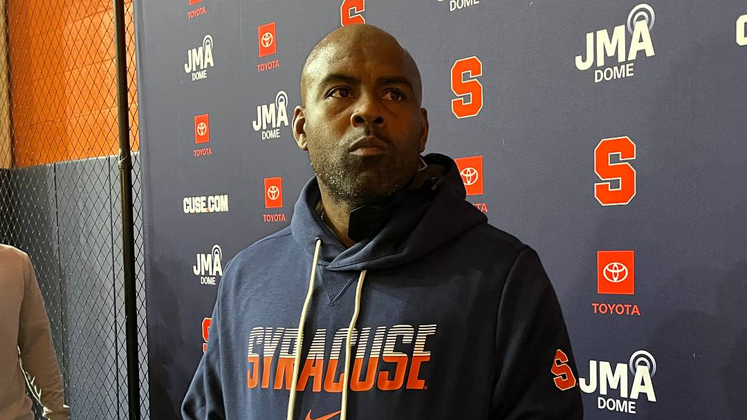 Aug 24, 2026; Syracuse, NY, USA; Syracuse head coach Fran Brown addresses the media at Ensley Athletic Center.