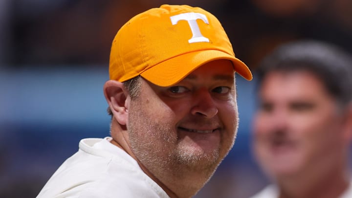 Aug 30, 2025; Atlanta, Georgia, USA; Tennessee Volunteers head coach Josh Heupel on the field before a game against the Syracuse Orange at Mercedes-Benz Stadium. Mandatory Credit: Brett Davis-Imagn Images
