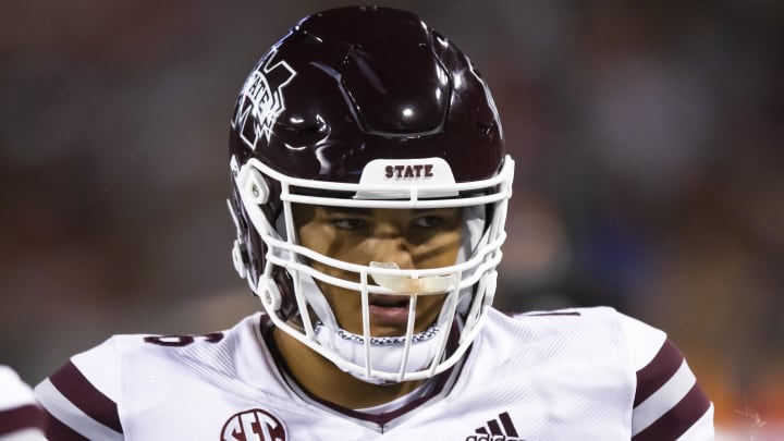 Sep 10, 2022; Tucson, Arizona, USA; Mississippi State Bulldogs offensive lineman Albert Reese IV (76) against the Arizona Wildcats at Arizona Stadium. 