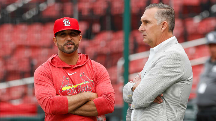 St. Louis Cardinals manager Oli Marmol, president of baseball operations John Mozeliak