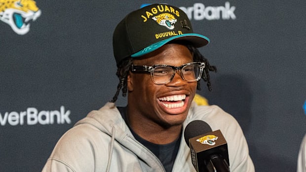 The Jacksonville Jaguars first-round pick, Colorado Buffaloes wide receiver and defensive back Travis Hunter answers question