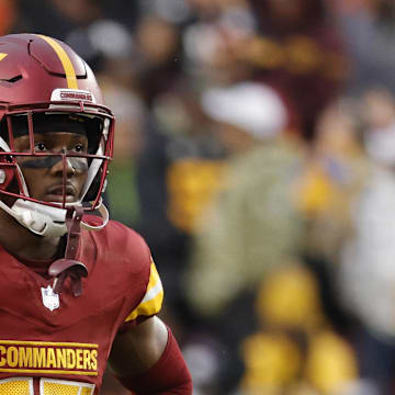 Washington Commanders wide receiver Terry McLaurin (17) looks on from the field during final minute of the game against the Pittsburgh Steelers at Northwest Stadium. Mandatory Credit: Amber Searls-Imagn Images