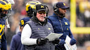 Michigan defensive coordinator Wink Martindale watches a play against Ohio State during the first half at Michigan Stadium in Ann Arbor on Saturday, Nov. 29, 2025.