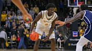 Nov. 8, 2024; Columbia, Missouri, USA; Missouri Tigers guard Annor Boateng (6) dribbles the ball against the Howard Bison.