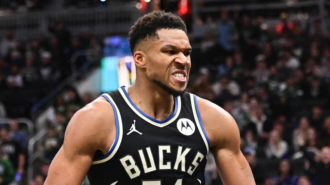 Nov 7, 2025; Milwaukee, Wisconsin, USA; Milwaukee Bucks forward Giannis Antetokounmpo (34) reacts after scoring a basket in the 3rd quarter against the Chicago Bulls at Fiserv Forum. Mandatory Credit: Benny Sieu-Imagn Images