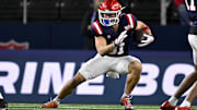Jan 30, 2025; Arlington, TX, USA; East wide receiver Efton Chism of Eastern Washington (81) runs with the ball during the first half against the West at AT&T Stadium. Mandatory Credit: Jerome Miron-Imagn Images