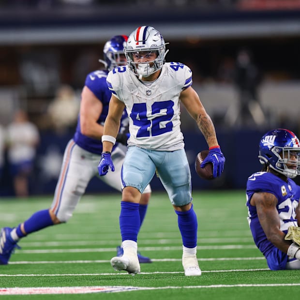 Dallas Cowboys running back Deuce Vaughn reacts during the second half against the New York Giants 