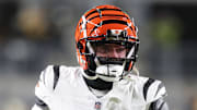 Jan 4, 2025; Pittsburgh, Pennsylvania, USA;  Cincinnati Bengals cornerback Marco Wilson (42) warms up before the game against the Pittsburgh Steelers at Acrisure Stadium. Mandatory Credit: Charles LeClaire-Imagn Images