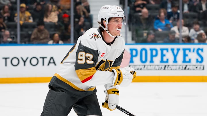 Marner during Vegas' early-April game against Vancouver