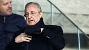 Florentino Perez president of Real Madrid Cf , looks on...