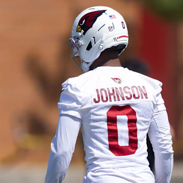 Jun 10, 2025; Tempe, AZ, USA; Arizona Cardinals cornerback Will Johnson (0) during minicamp at the teams Arizona Cardinals Training Facility. Mandatory Credit: Mark J. Rebilas-Imagn Images