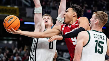 John Tonje drives to the basket vs. Michigan State in the Big Ten Tournament on Saturday.