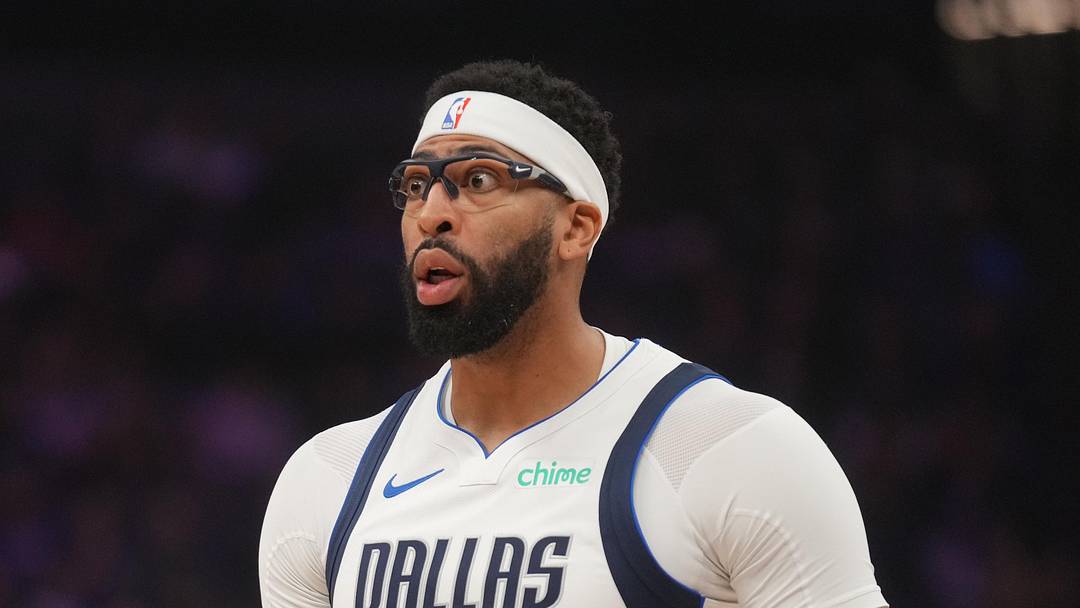 Jan 6, 2026; Sacramento, California, USA; Dallas Mavericks forward Anthony Davis (3) reacts after being fouled against the Sacramento Kings in the first quarter at the Golden 1 Center. Mandatory Credit: Cary Edmondson-Imagn Images