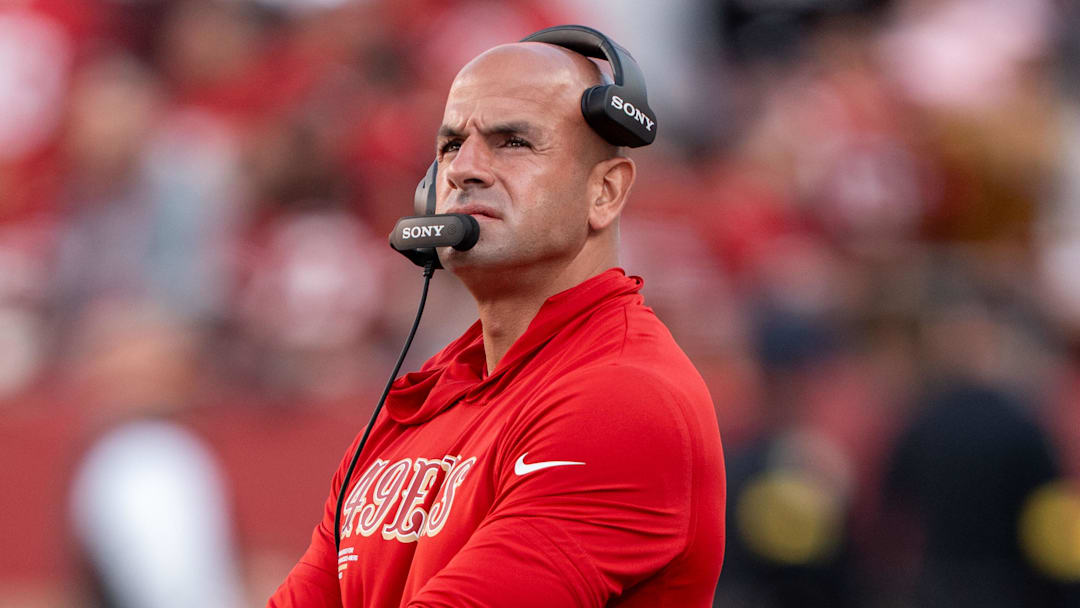 August 23, 2025; Santa Clara, California, USA; San Francisco 49ers defensive coordinator Robert Saleh before the game against the Los Angeles Chargers at Levi's Stadium. Mandatory Credit: Kyle Terada-Imagn Images