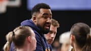 Naches Valley coach LeVonte Allen talks to his team during Wednesday's game against Nooksack Valley in the Yakima Valley SunDome.