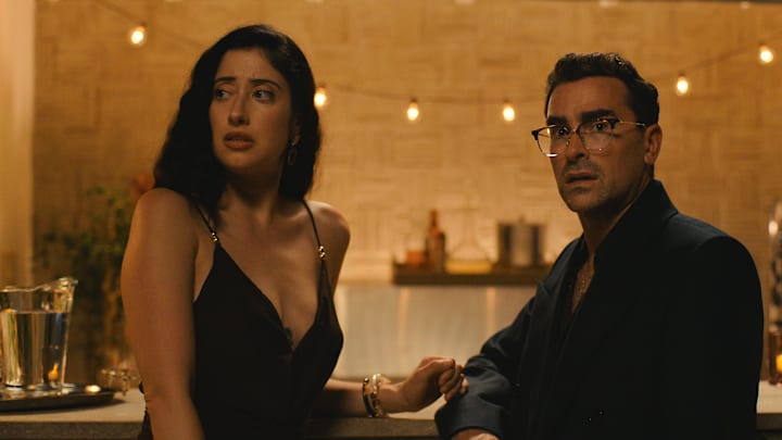 BIG MISTAKES. (L to R) Taylor Ortega as Morgan and Dan Levy as Nicky in Episode 107 of Big Mistakes. Cr. Courtesy of Netflix © 2026