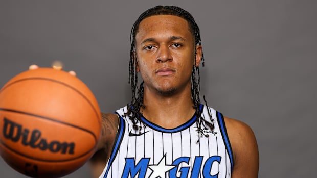 Orlando Magic forward Paolo Banchero poses for a picture during Magic-Media Day