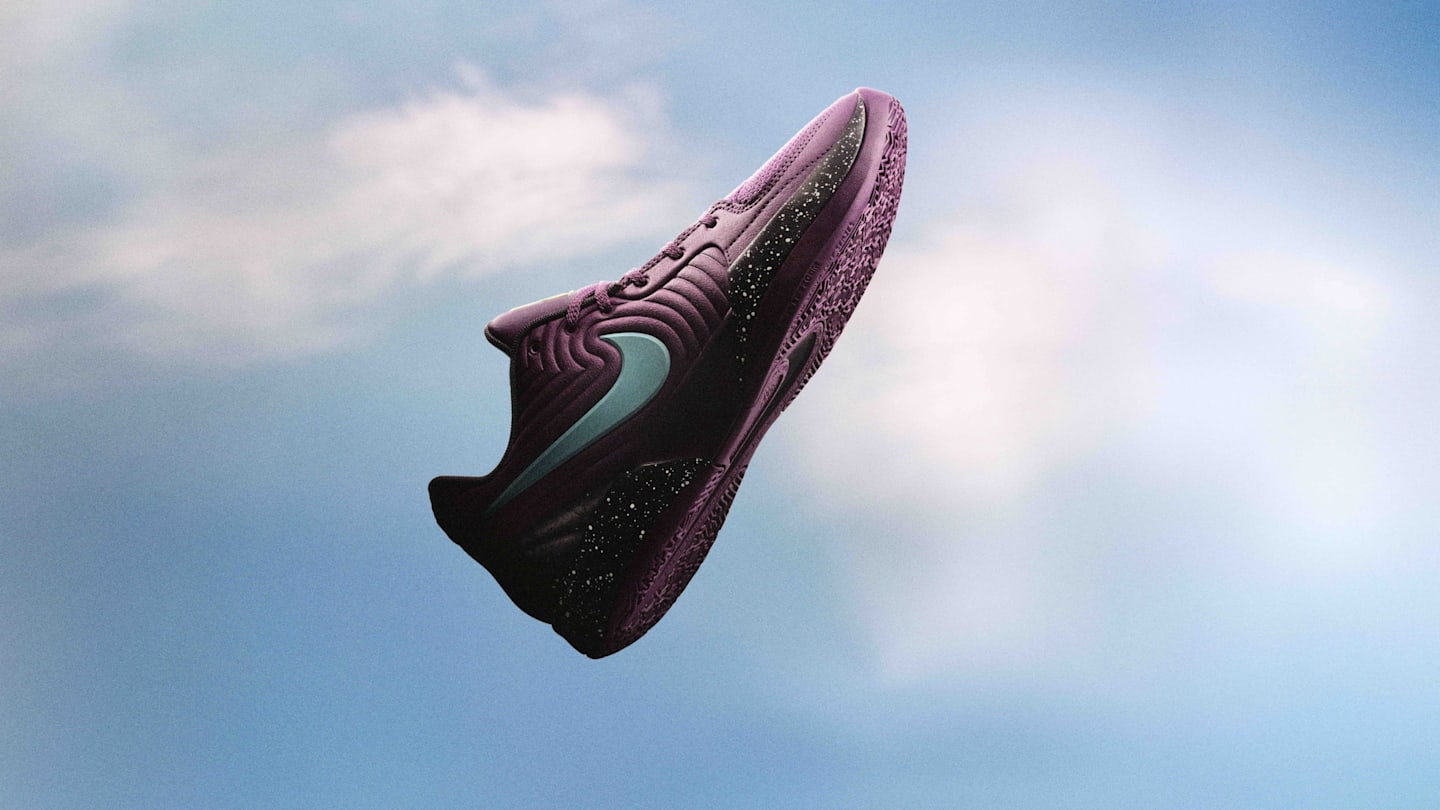 Purple and teal sneakers top