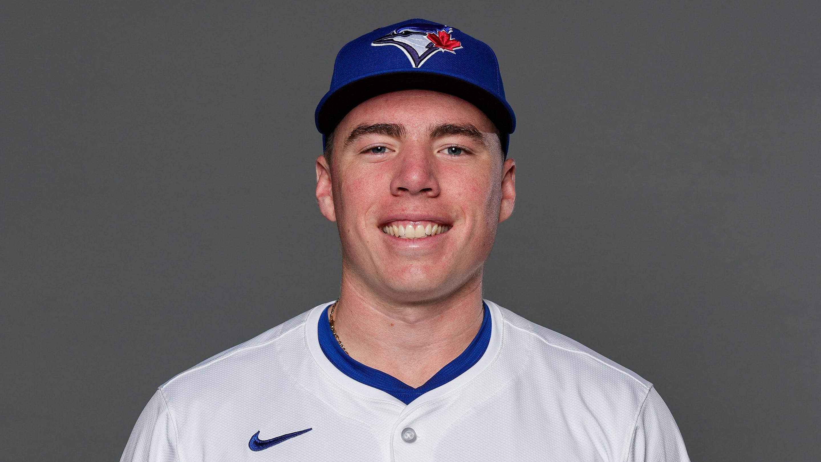 Blue Jays third baseman prospect Sean Keys (89) poses for a photo during media day at the Player Development Complex.