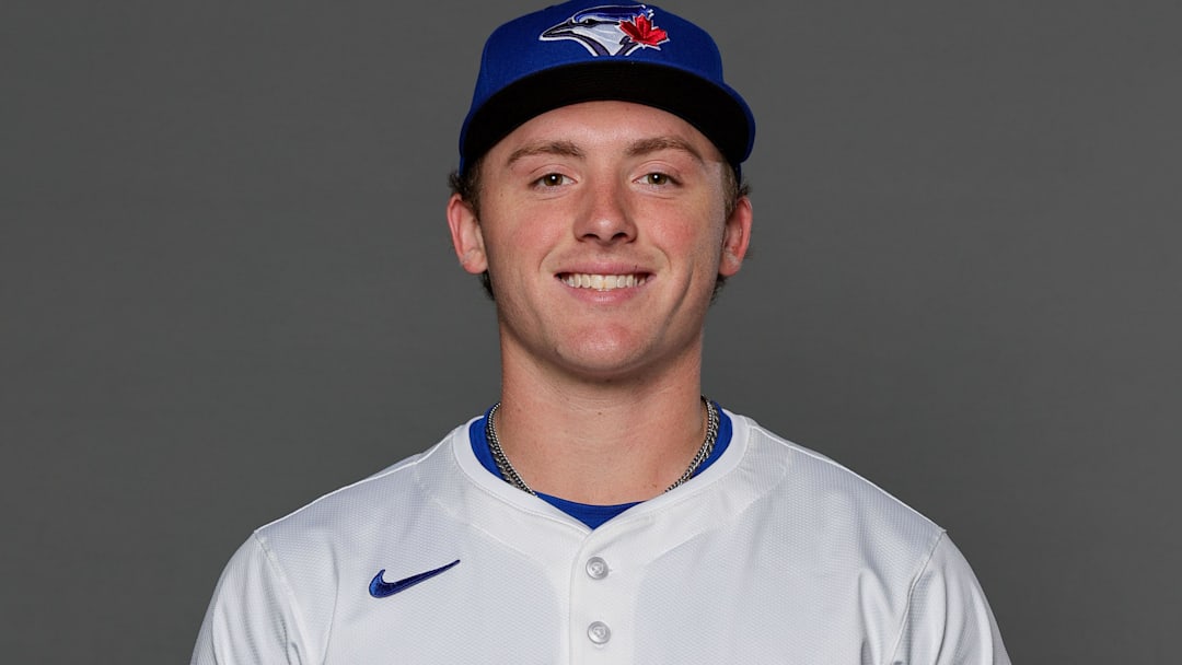 Feb 20, 2026; Dunedin, FL, USA; Toronto Blue Jays pitcher Gage Stanifer (40) poses for a photo during media day at the Player Development Complex. Mandatory Credit: Mike Watters-Imagn Images