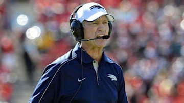 Oct 13, 2012; Boulder, CO, USA; Nevada Wolf Pack head coach Chris Ault  during the game against the UNLV Rebels at Sam Boyd Stadium. Credit: Ron Chenoy-Imagn Images