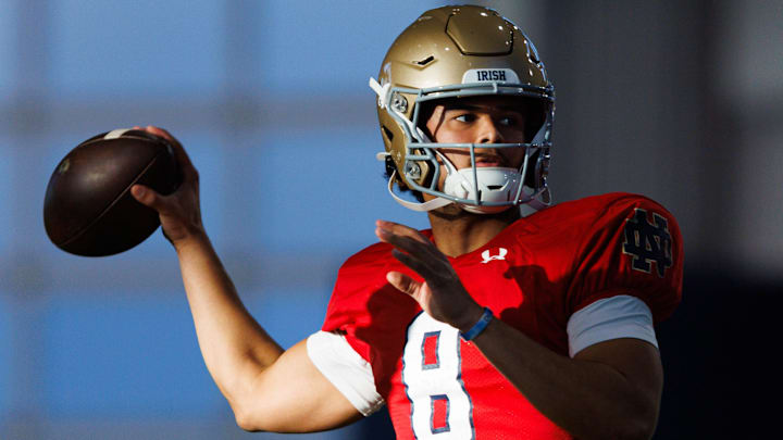 Former Notre Dame quarterback Kenny Minchey during a Notre Dame football spring practice at Irish Athletic Center on Wednesday, March 26, 2025, in South Bend.