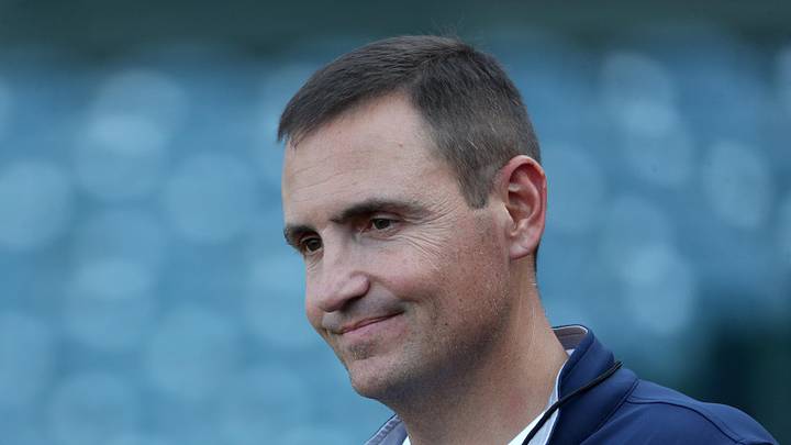 May 25, 2022; Anaheim, California, USA;  Texas Rangers General Manager Chris Young on the field before the game against the Los Angeles Angels at Angel Stadium. Mandatory Credit: Kiyoshi Mio-Imagn Images