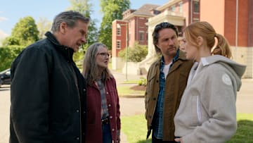 Virgin River. (L to R) Tim Matheson as Doc, Annette O'Toole as Hope McCrea, Martin Henderson as Jack Sheridan, Alexandra Breckenridge as Mel Monroe in episode 609 of Virgin River