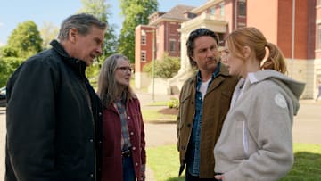 Virgin River. (L to R) Tim Matheson as Doc, Annette O'Toole as Hope McCrea, Martin Henderson as Jack Sheridan, Alexandra Breckenridge as Mel Monroe in episode 609 of Virgin River