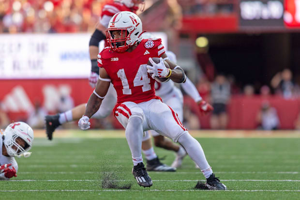 Nebraska running back Rahmir Johnson makes a cut during an 18-yard run against Rutgers.