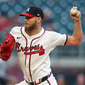 Atlanta Braves starting pitcher Chris Sale (51) throws against the Colorado Rockies in the first inning at Truist Park on Sept. 3.