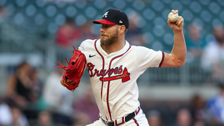 Atlanta Braves starting pitcher Chris Sale (51) throws against the Colorado Rockies in the first inning at Truist Park on Sept. 3.