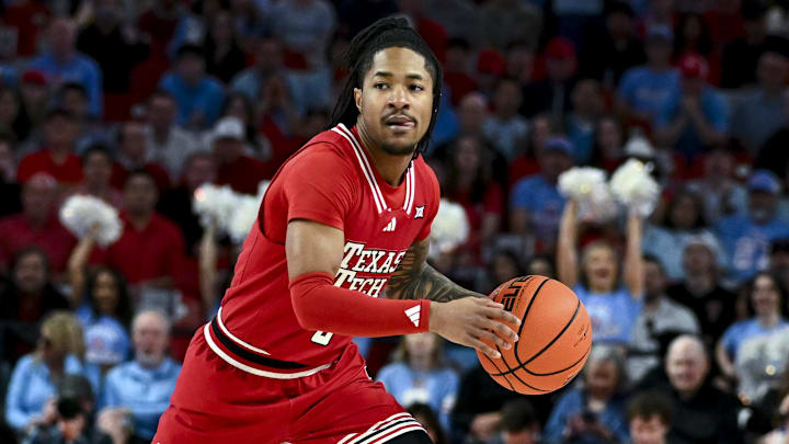 Feb 1, 2025; Houston, Texas, USA; Texas Tech Red Raiders guard Elijah Hawkins (3) looks to pass the ball during the first half against the Houston Cougars at Fertitta Center. Mandatory Credit: Maria Lysaker-Imagn Images Feb 1, 2025; Houston, Texas, USA; Texas Tech Red Raiders guard Elijah Hawkins (3) looks to pass the ball during the first half against the Houston Cougars at Fertitta Center. Mandatory Credit: Maria Lysaker-Imagn Images