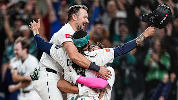 Seattle Mariners catcher Cal Raleigh and shortstop J.P. Crawford