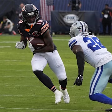 Bears receiver Luther Burden is back at practice after missing last week's game.