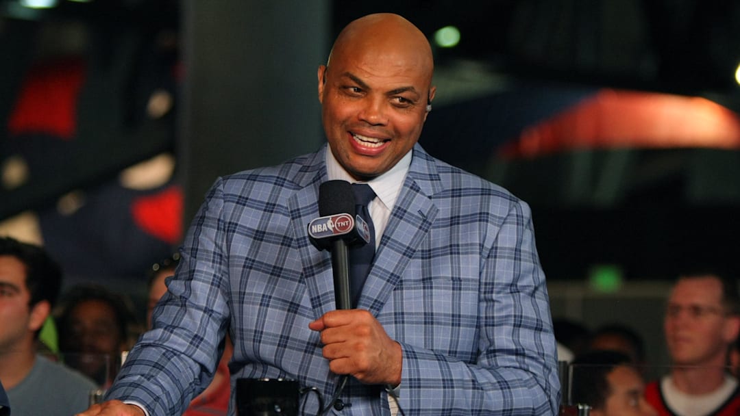 May 20, 2015; Atlanta, GA, USA; Former NBA player and current TNT television personality Charles Barkley prior to game one of the Eastern Conference Finals of the NBA Playoffs between the Atlanta Hawks and the Cleveland Cavaliers at Philips Arena. Mandatory Credit: Brett Davis-Imagn Images