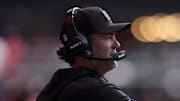 Sep 28, 2025; Atlanta, Georgia, USA; Atlanta Falcons offensive coordinator Zac Robinson during the first quarter against the Washington Commanders at Mercedes-Benz Stadium. Mandatory Credit: Brett Davis-Imagn Images