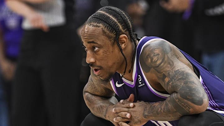 Mar 22, 2026; Sacramento, California, USA; Sacramento Kings guard DeMar DeRozan (10) looks on before the first quarter against the Brooklyn Nets at Golden 1 Center. Mandatory Credit: Justine Willard-Imagn Images