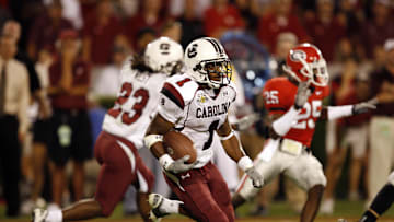 September 8, 2007; Athens, GA, USA; South Carolina Gamecocks defensive back (1) Captain Munnerlyn returns a kickoff against the Georgia Bulldogs. The Gamecocks defeated the Bulldogs 16 to 12. Images Copyright (c) 2007 Dale Zanine