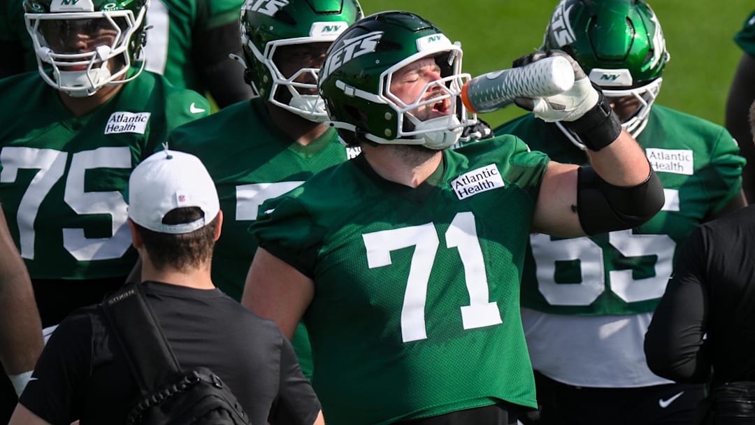 Jets center Josh Myers at training camp.