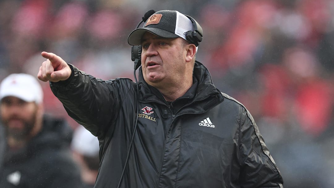 Boston College Eagles head coach Bill O'Brien reacts during the first half against the Nebraska Cornhuskers at Yankee Stadium.