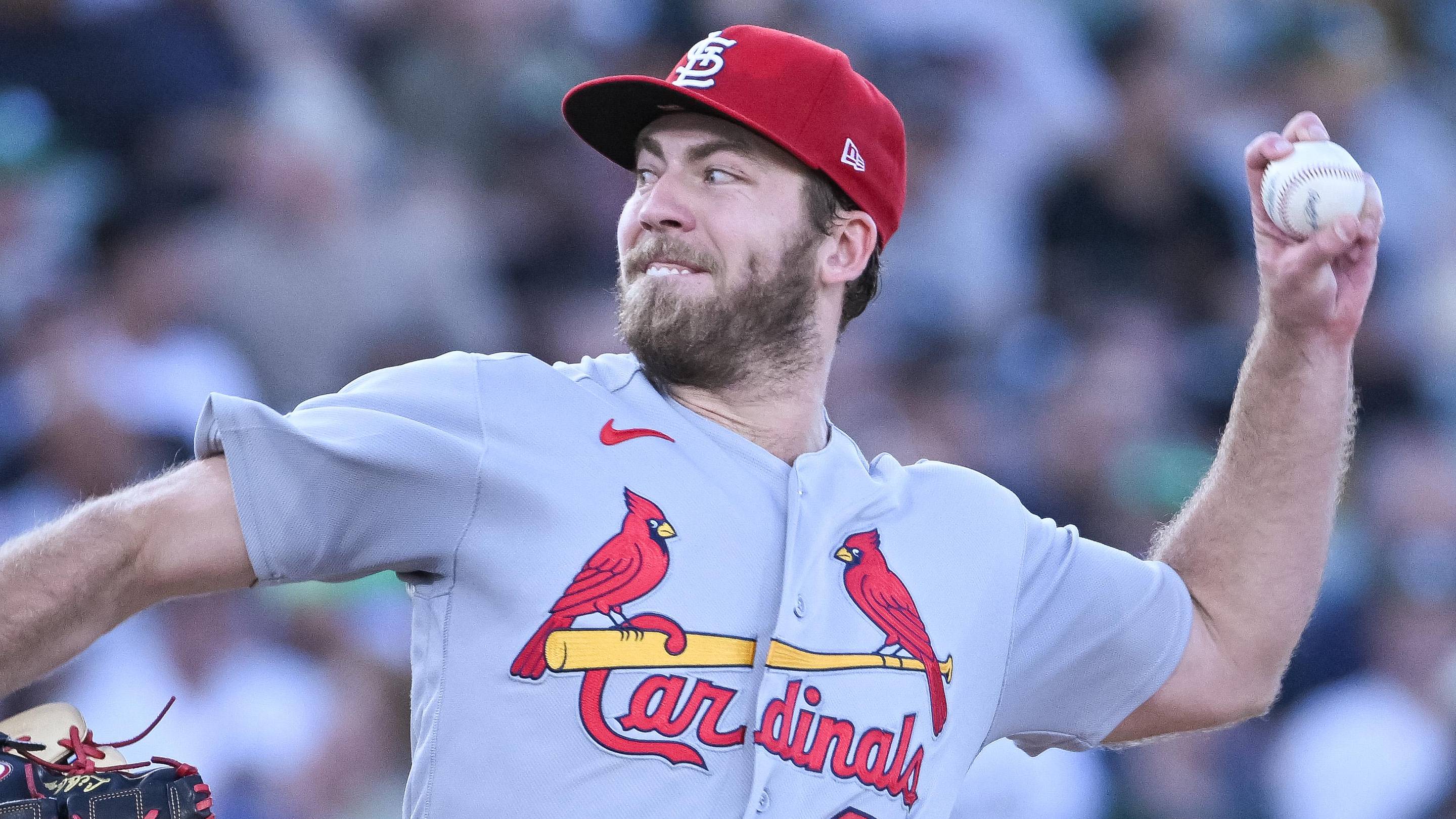 May 13, 2026; West Sacramento, California, USA; St. Louis Cardinals pitcher Matthew Liberatore (32) throws a pitch against the Athletics during the fourth inning at Sutter Health Park. Mandatory Credit: Ed Szczepanski-Imagn Images