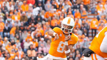 Tennessee quarterback Nico Iamaleava (8) throws the ball during a NCAA football game between Tennessee and UTEP in Neyland Stadium on Saturday, November 23, 2024.